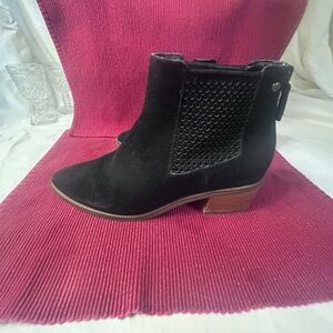 Cole Haan Val Ankle Booties Black Suede Perforated